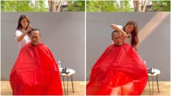 Mengandung Bawang, Begini Momen Dinda Kirana Potong Rambut Sang Ayah yang Sakit Stroke