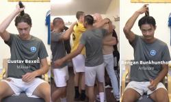 Bikin Mewek! Skuad Kalmar AIK FK Kompak Cukur Rambut Dukung Rekan yang Idap Kanker
