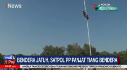 Aksi Heroik Anggota Satpol PP Panjat Tiang Bendera saat Upacara Kemerdekaan 