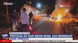 Percikan Api dari Mesin, Mobil Sedan di Bangkalan Hangus Terbakar