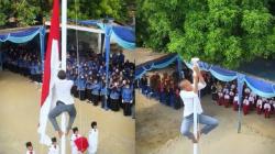 Viral Aksi Heroik Siswa SMA Panjat Tiang Bendera saat Upacara di Ogan Ilir Tuai Pujian