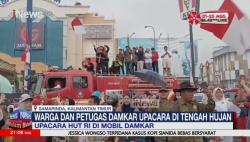 Warga Samarinda Kibarkan Bendera Merah Putih di Mobil Damkar
