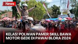 Aksi Polwan Pukau Penonton di Pawai Blora, Tampilkan Atraksi Lintasi Rintangan dengan Moge