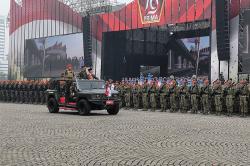 Suasana Gladi Bersih HUT ke-79 TNI di Monas