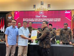 Rapat Pleno KPU, Paslon Mirzani-Jihan Menang Pilgub Lampung 2024<