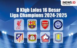 Infografis 8 Klub yang Lolos 16 Besar Liga Champions 2024-2025