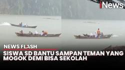 Video Viral Siswa SD di Asahan Bertaruh Nyawa Tolong Sampan Teman Mogok saat Hujan Deras