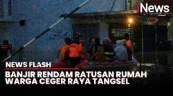 Diguyur Hujan Deras, Akses Jalan Ceger Raya Tangsel Putus Terendam Banjir hingga 60 Cm