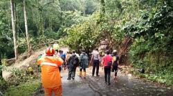 Longsor Tutup Jalur Alternatif Cangar yang Menghubungkan Mojokerto-Kota Batu<