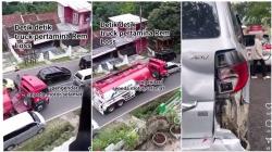 Viral Video Truk BBM Tabrak Mobil di Nagreg akibat Rem Blong, Sejumlah Motor Nyaris Terlindas
