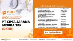 PT Cipta Sarana Medika Tawarkan Harga Rp100 - Rp132, Ini Jadwal Penawaran Awal IPO