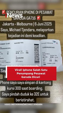 Viral! Iphone Penumpang Pesawat Garuda Dicuri