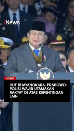 HUT Bhayangkara, Prabowo: Polisi Wajib Utamakan Rakyat di Atas Kepentingan Lain