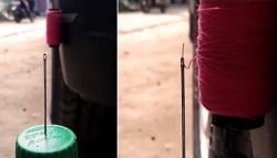 Viral Pengemudi Masukkan Benang ke Jarum dengan Cara Mundurkan Mobil, Netizen Auto Melongo