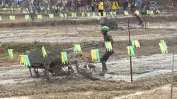 Seru! Puluhan Petani di Labuhanbatu Utara Turun ke Sawah Ikut Ajang Balap Traktor