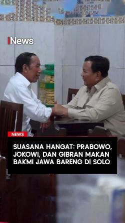 Suasana Hangat Prabowo Jokowi dan Gibran Makan Bakmi Jawa Bareng di Solo