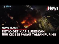 Penampakan Kebakaran Pasar Taman Puring: 500 Kios Ludes, Polisi Pasang Garis Pembatas