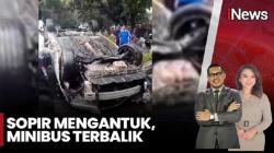 Sopir Mengantuk, Mobil Terbalik di Jalan Rajawali Barat Bandung