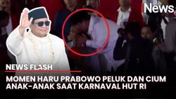 Hangat, Prabowo Peluk dan Cium Anak-Anak saat Karnaval HUT ke-80 RI