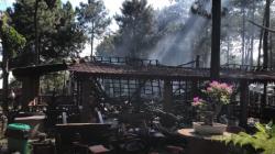 Kafe di Lereng Gunung Welirang Mojokerto Terbakar, Warga Panik Lihat Kobaran Api<