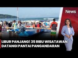 Puluhan Ribu Wisatawan Padati Pantai Pangandaran Saat Libur Maulid Nabi<