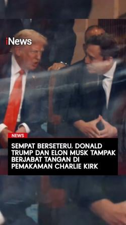Sempat Berseteru, Donald Trump dan Elon Musk Tampak Berjabat Tangan di Pemakaman Charlie Kirk