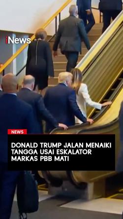 Donald Trump Jalan Menaiki Tangga Usai Eskalator Markas PBB Mati