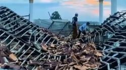 Aula Ponpes di Lampung Selatan Ambruk<
