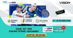 Jadwal dan Link Live Streaming Turnamen Tenis Dunia Pekan Ini: Almaty, European, Nordic Open di VISION+