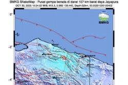 Gempa Magnitudo 5,3 Guncang Jayapura, Terasa Cukup Kuat di Sentani<