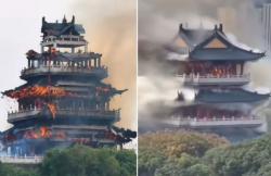 Viral, Kuil Tua di China Ludes Terbakar gara-gara Ulah Iseng Turis