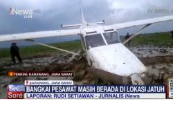 Penampakan Pesawat Jatuh di Area Sawah Karawang, 5 Orang Luka-Luka