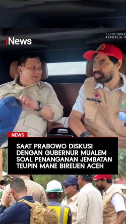 Saat Prabowo Diskusi dengan Mualem soal Penanganan Jembatan Teupin Mane Bireuen Aceh