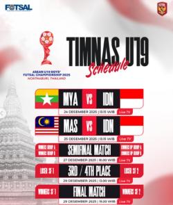 Jadwal Timnas Futsal Indonesia U-19 di Piala AFF Futsal 2025, Hadapi Myanmar dan Malaysia