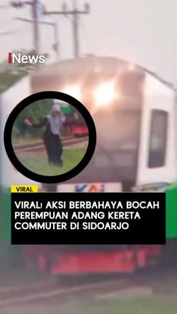 Viral Aksi Berbahaya Bocah Perempuan Adang Kereta Commuter di Sidoarjo