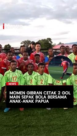 Momen Gibran Cetak 3 Gol Main Sepak Bola Bersama Anak-Anak Papua