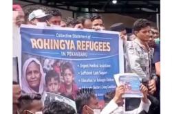 Tuntut Kenaikan Bantuan, Ratusan Pengungsi Rohingya Demo di Pekanbaru<