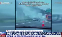 Detik-Detik Mobil Angkut 4 Orang Terbakar di Tol Purbaleunyi Cimahi