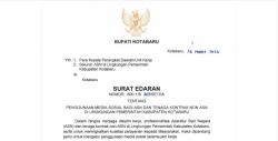 Bupati Kotabaru Terbitkan Surat Edaran, ASN Dilarang Siaran Langsung saat Jam Kerja<