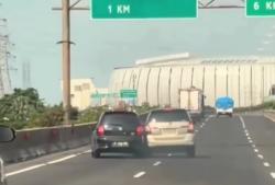 Viral 2 Pemobil Cekcok di Tol Pelabuhan Arah Priok hingga Senggolan dan Tutup Jalan