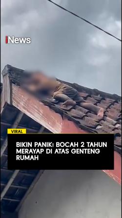 Bikin Panik, Bocah 2 Tahun Merayap di Atas Genteng Rumah