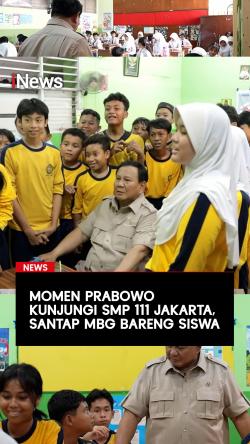 Momen Prabowo Kunjungi SMP 111 Jakarta, Santap MBG Bareng Siswa