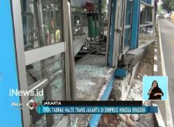 Ditabrak Truk, Halte Bus Transjakarta Simprug Rusak Parah
