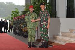 Pakai Baju Loreng, Presiden Jokowi dan Sultan Brunei Kunjungi Mabes TNI