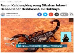 Ajakan Jokowi Kembangkan Racun Kalajengking Tuai Pro dan Kontra