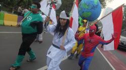 Superhero Ramaikan Karnaval Kampanye Damai Pemilu 2019