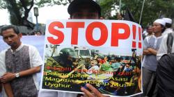 Ribuan Massa Gelar Aksi Bela Muslim Uighur di Depan Kedubes China