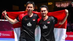 Ekspresi Ahsan/Hendra Menang Kejuaraan Dunia Bulu Tangkis 2019