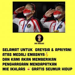 Gratis Selamanya, Pengusaha Kuliner Cirebon Apresiasi Greysia/Apriyani