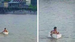 Viral Anak SD di Sumsel Mau Sekolah Seberangi Sungai Gunakan Kotak Styrofoam